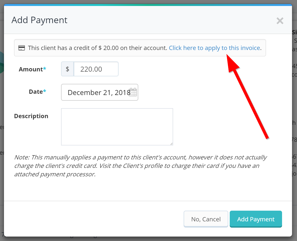 Redeeming Credit By Applying Payment In Edit Invoice Screen