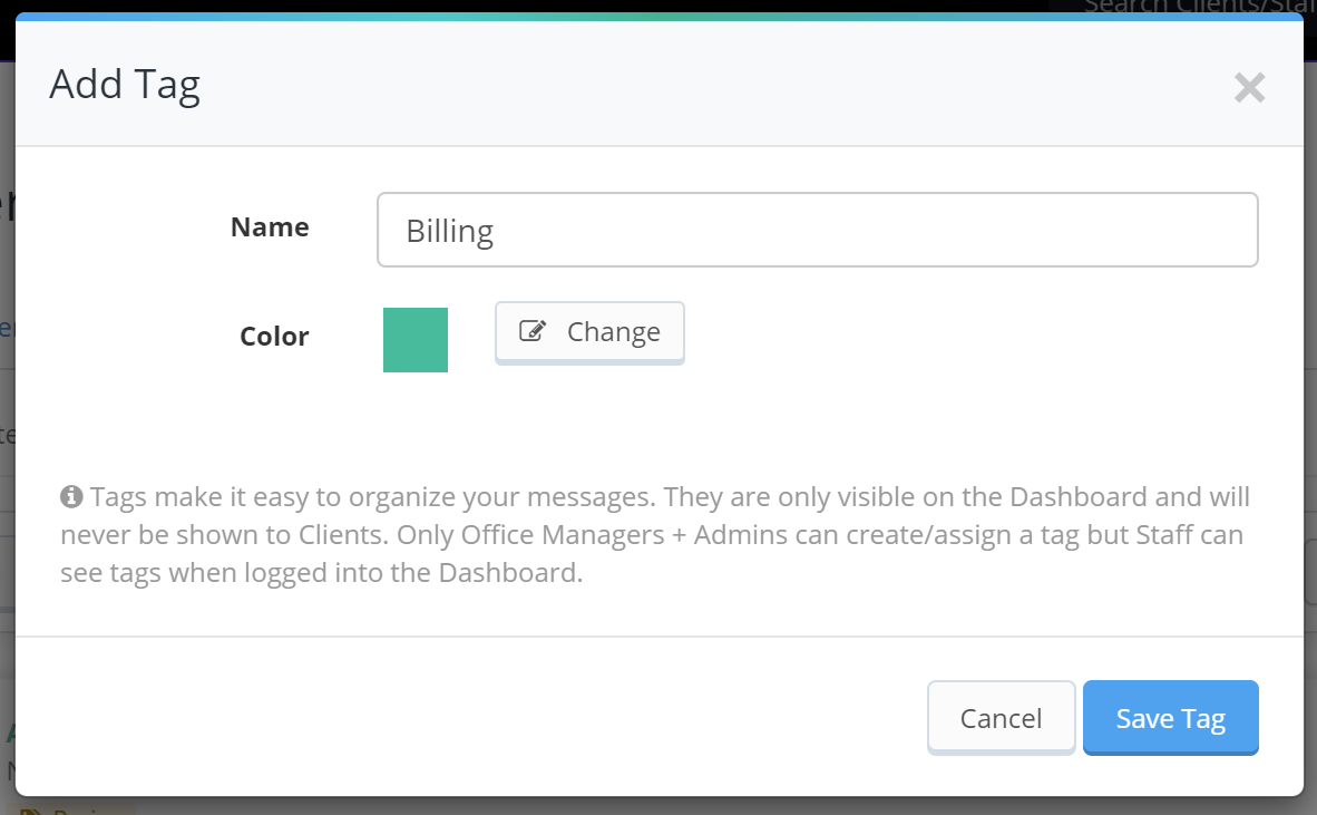 Creating a Tag in the Message Center