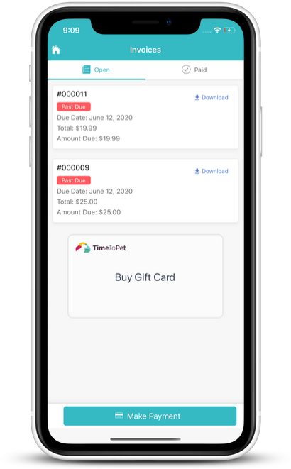 Screenshot of Gift Card tool on Client App