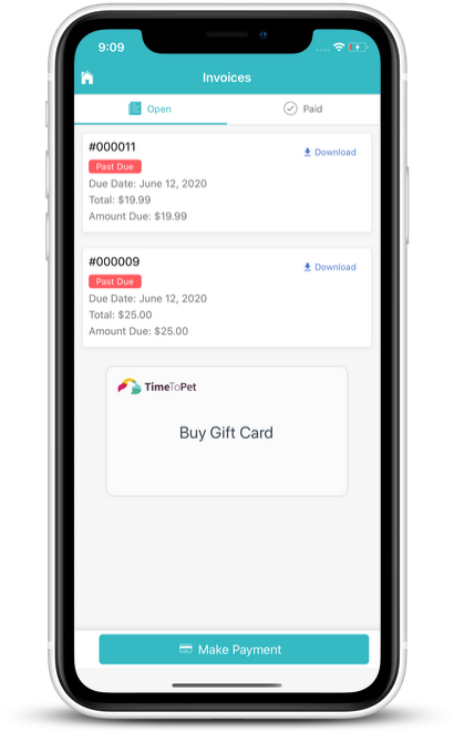 Screenshot of Gift Card tool on Client App