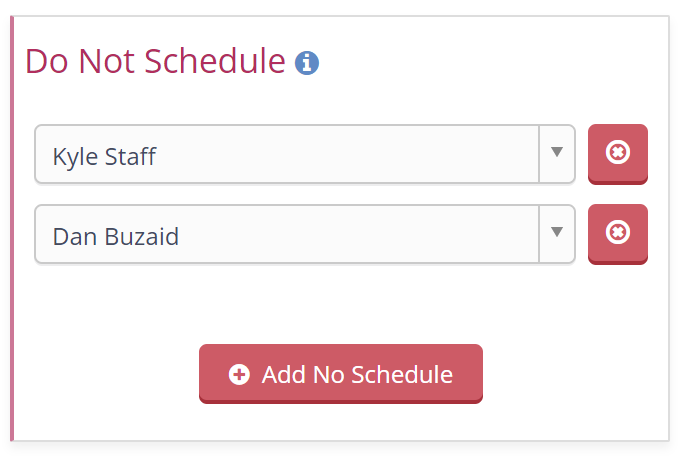 Do Not Schedule Tool on Client Profile