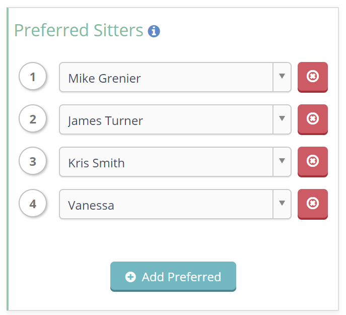 Unlimited Preferred Sitter Tool on Client Profile