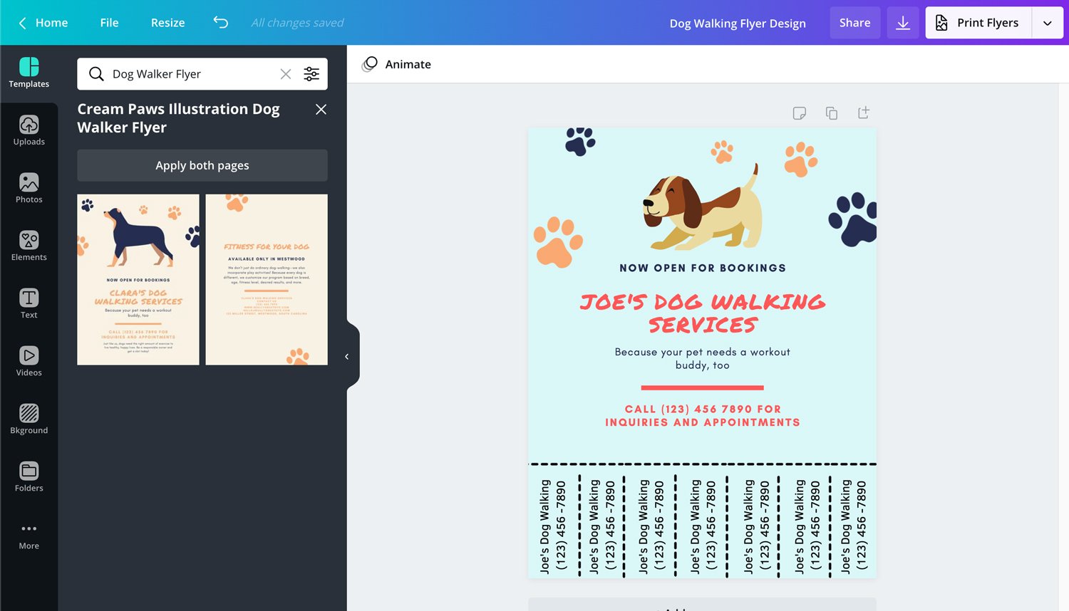 Canva-dog-walking-flyer-creator