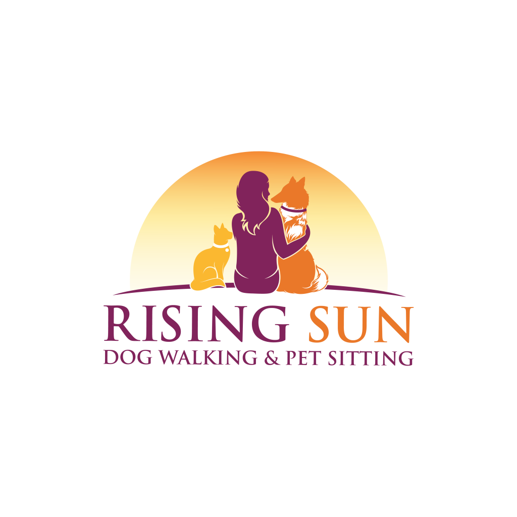 Rising Sun Dog Walking Logo