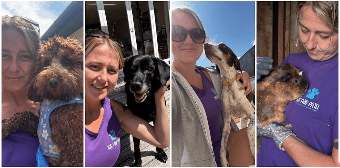 Crystal and Mike, co-owners of The Paw Path, with dogs in their care