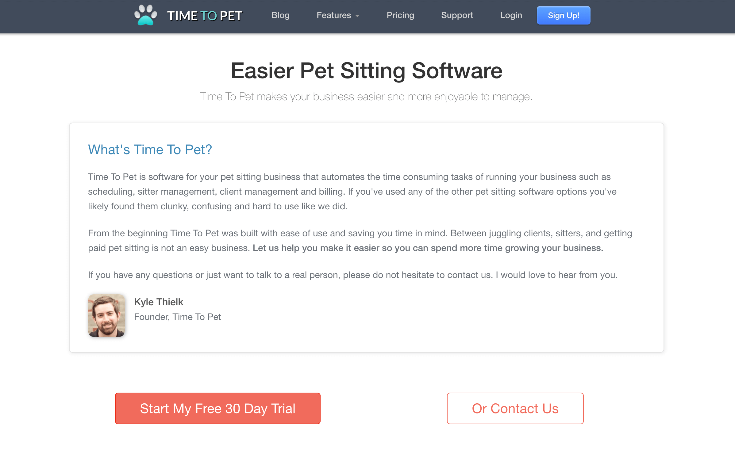 homepage of time to pet in 2015